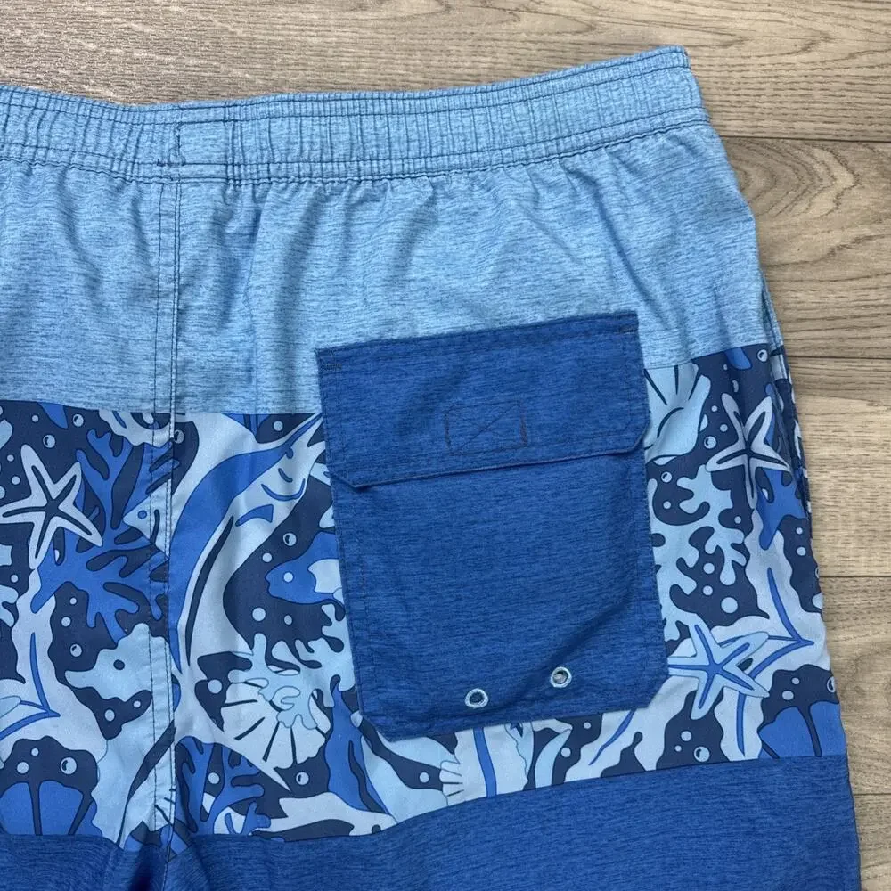 Vineyard Vines Swim Trunks Shorts Blue Fish Pattern sz L